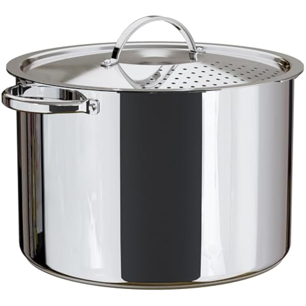 Jolof Store Stainless Steel Pasta Pot with Locking Strainer Lid – 5.5 Qt