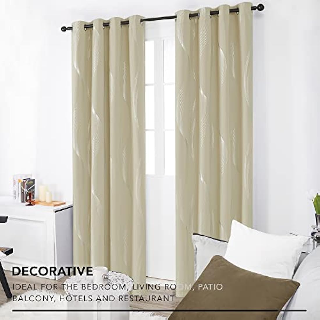 Deconovo Blackout Curtains | Foil Wave Thermal Insulated Drapes, 2 Panels
