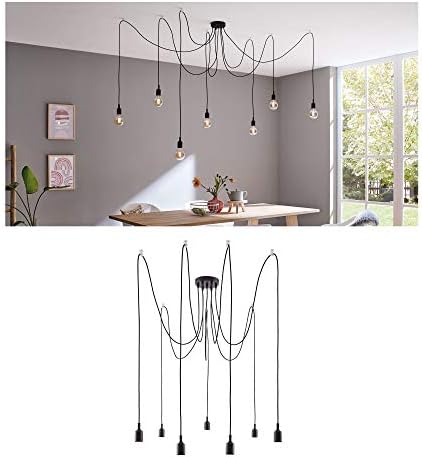 Paulmann Neordic Ketil 7-Lamp Sputnik Pendant Luminaire | Black Metal