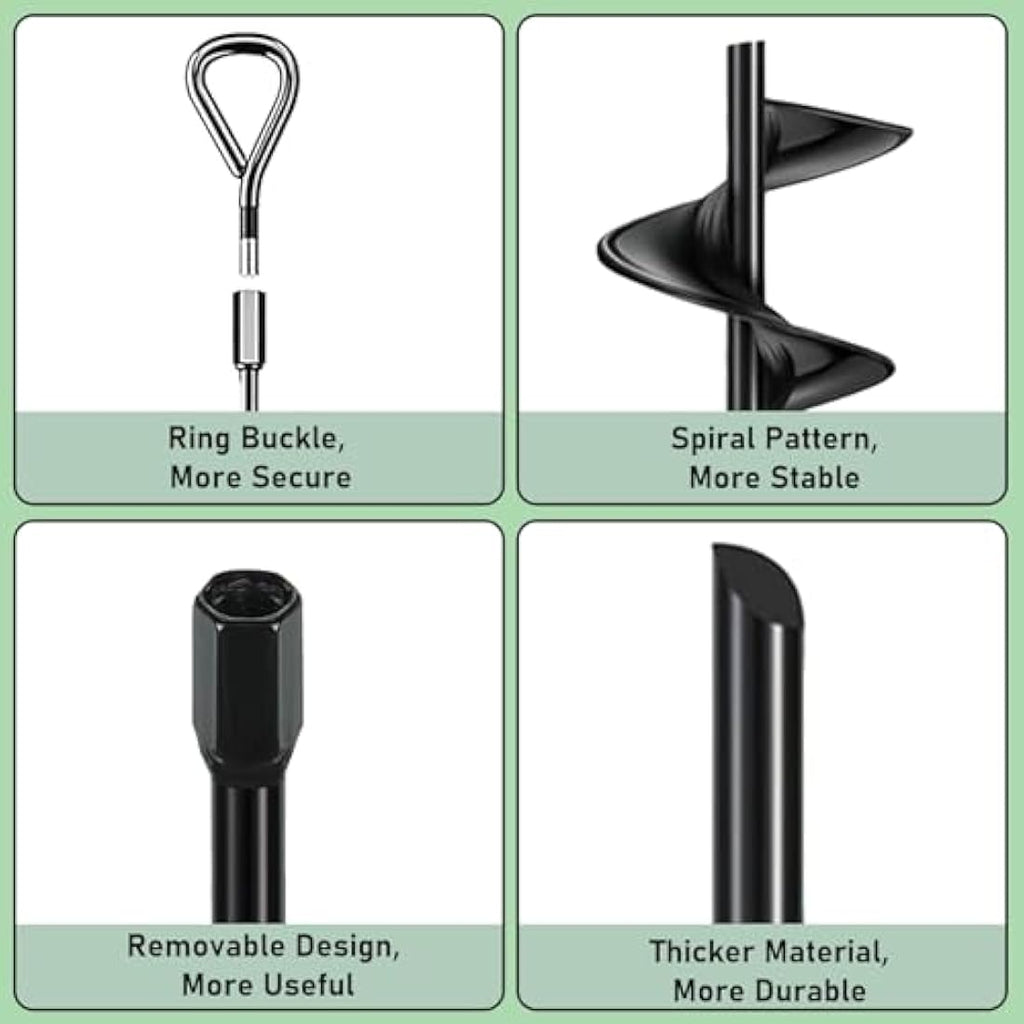 Heavy Duty Ground Anchors | 45cm Metal Spiral Tent Pegs 6 Pack