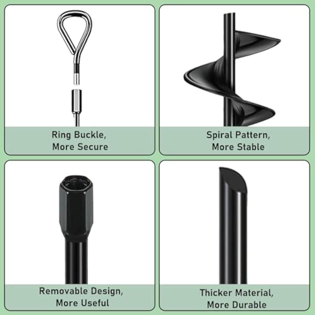 Heavy Duty Ground Anchors | 45cm Metal Spiral Tent Pegs 6 Pack