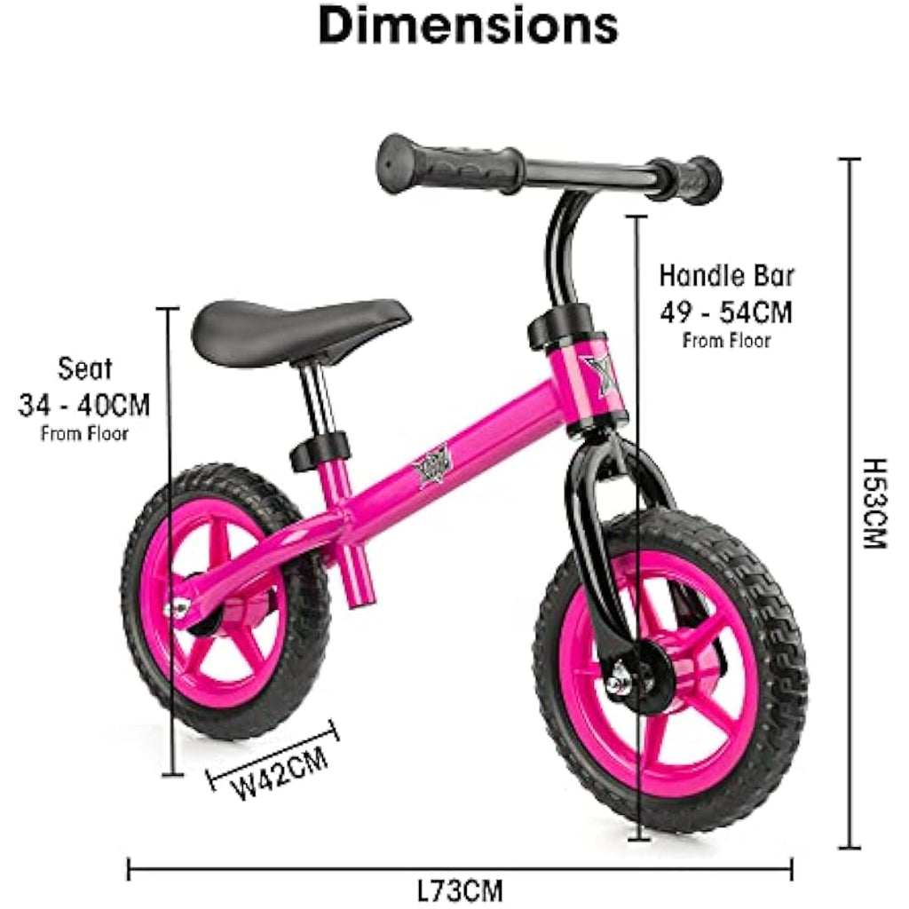 Xootz Kids Balance Bike – Pink Steel Training Bicycle for Toddlers