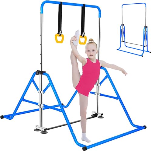 FCOUMY Kids Gymnastics Bar – Folding Adjustable Junior Kip Bar for Home