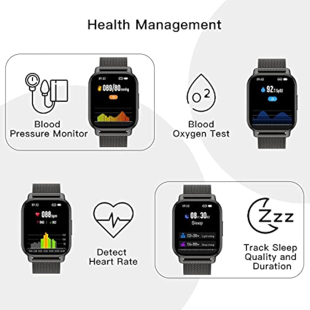 Popglory Smart Watch - 1.85" Fitness Tracker with Bluetooth Call & 2 Straps
