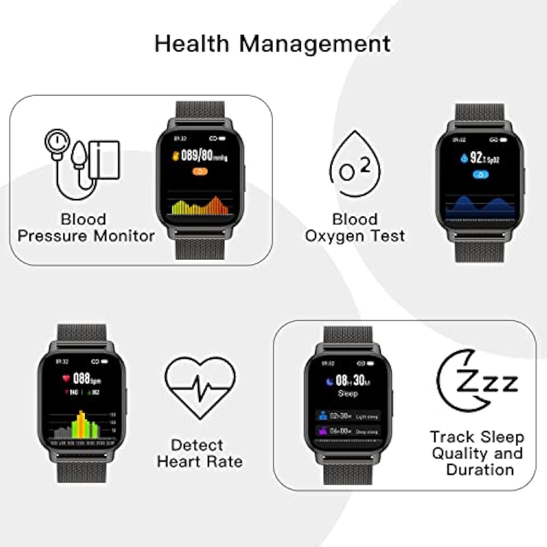 Popglory Smart Watch - 1.85" Fitness Tracker with Bluetooth Call & 2 Straps