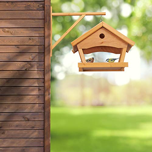 Relaxdays Wall Mounted Wooden Bird House - Outdoor Wild Bird Feeder