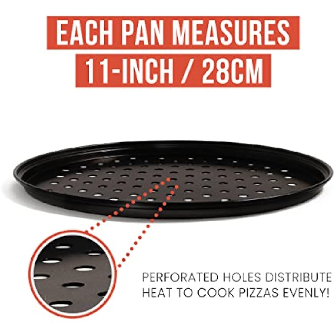 Chef Pomodoro 3-Tier Pizza Baking Set – Non-Stick Perforated 11" Pans