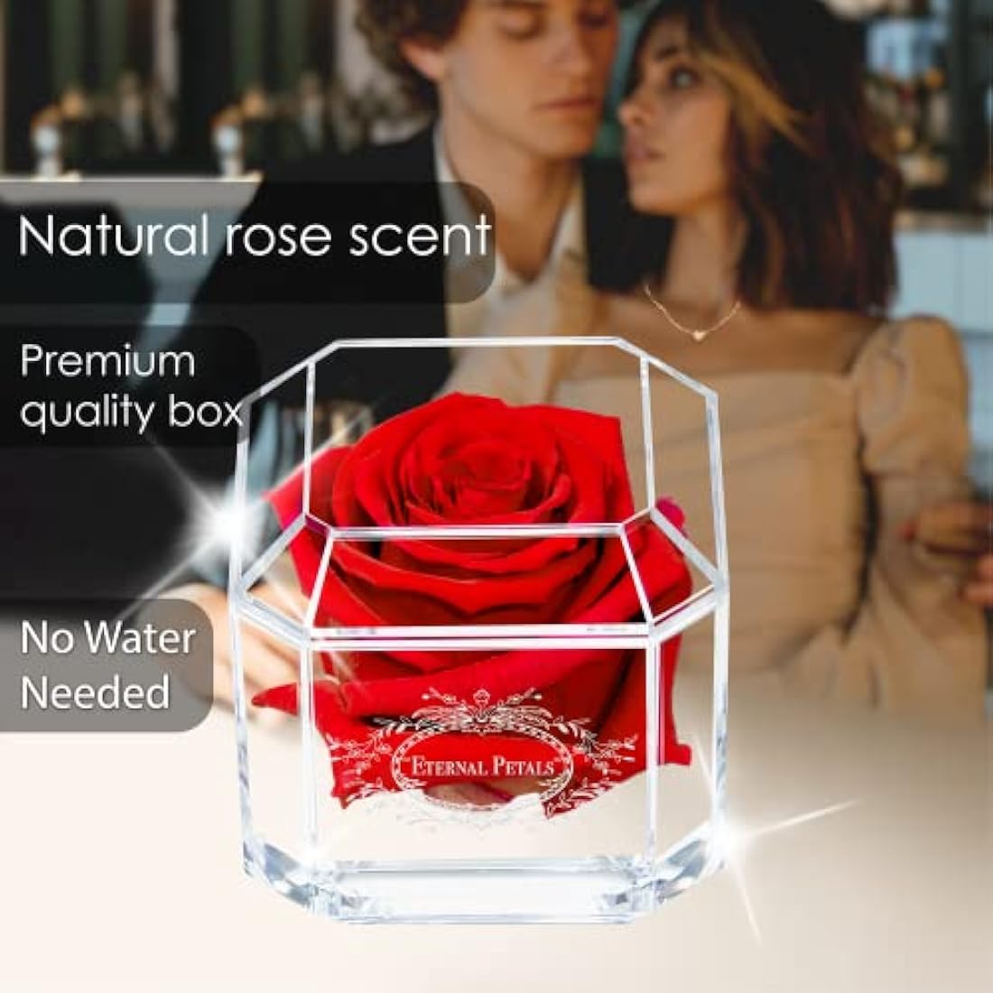 Eternal Petals Red Preserved Infinity Rose – Handmade White Gold Solo