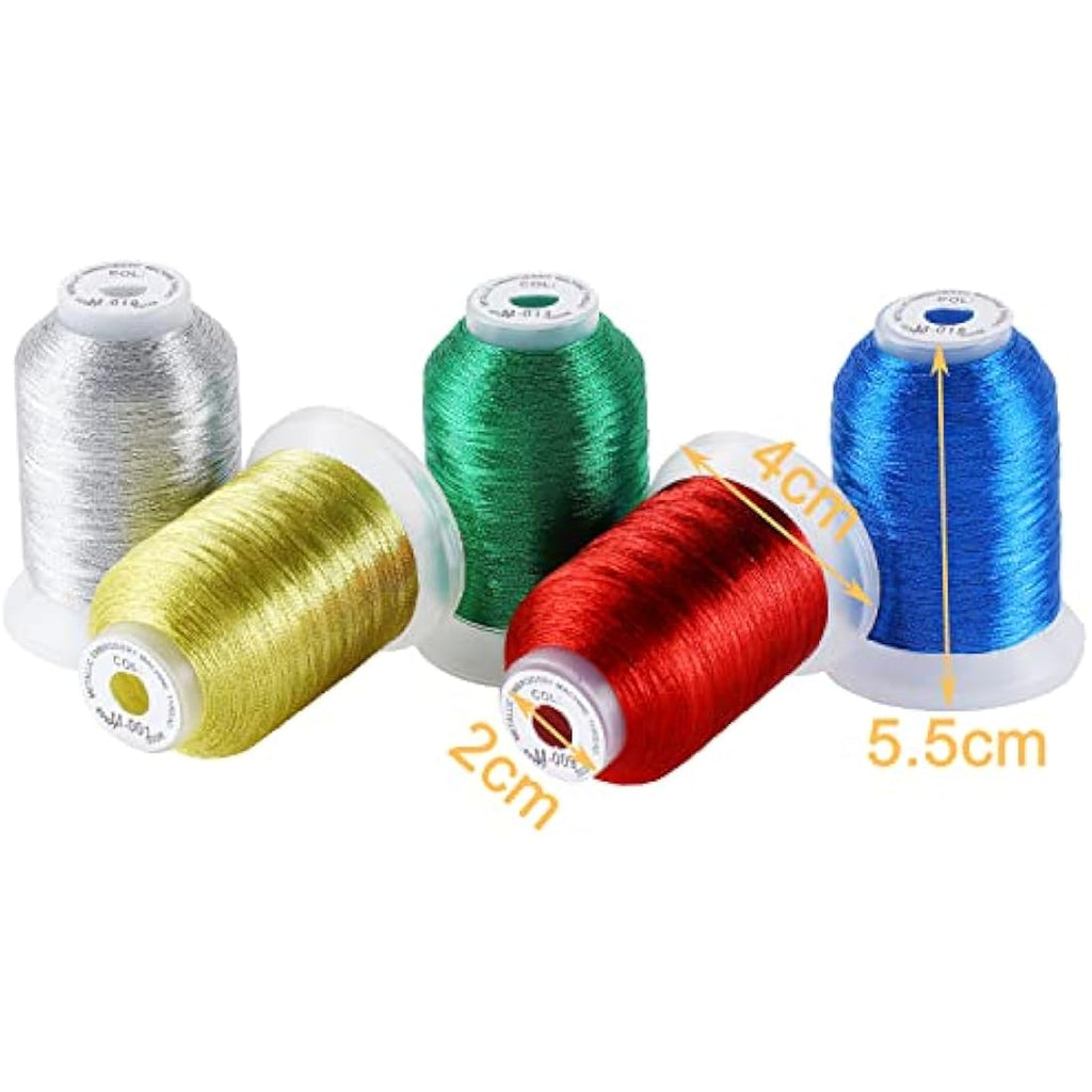 New brothread Metallic Machine Embroidery Thread Kit - 20 Spools, 500M