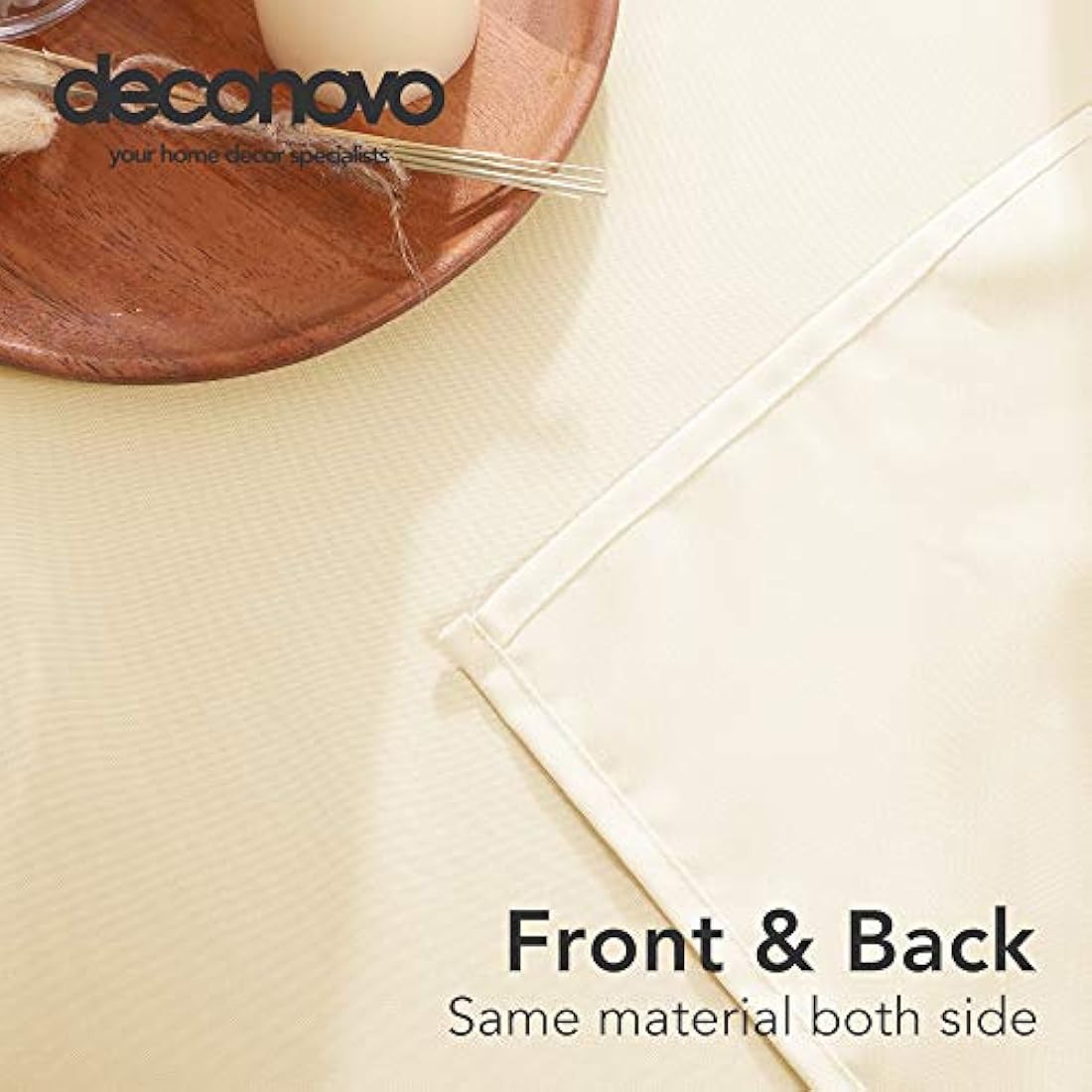 Deconovo Beige Oxford Tablecloth – Water Resistant Wipeable Table Cover