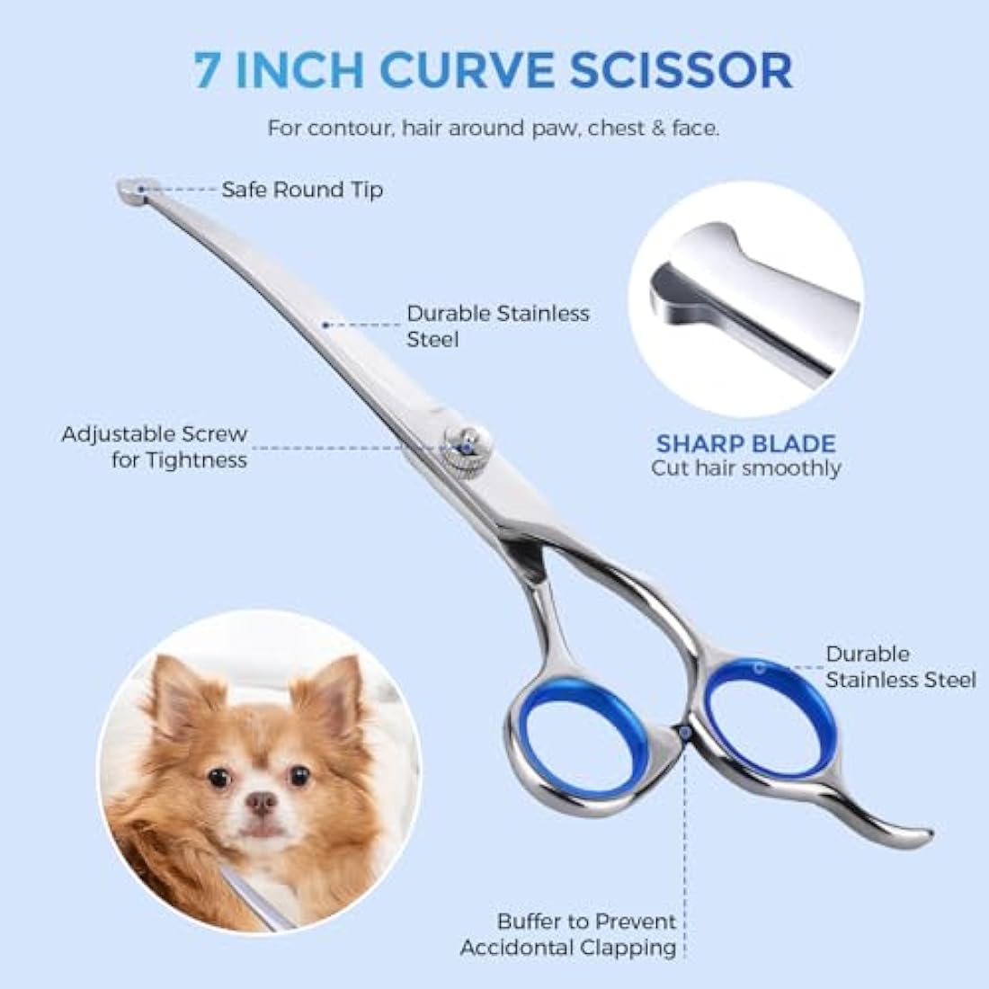 Everesta 5-Piece Dog Grooming Scissors Kit with Safety Round Tips