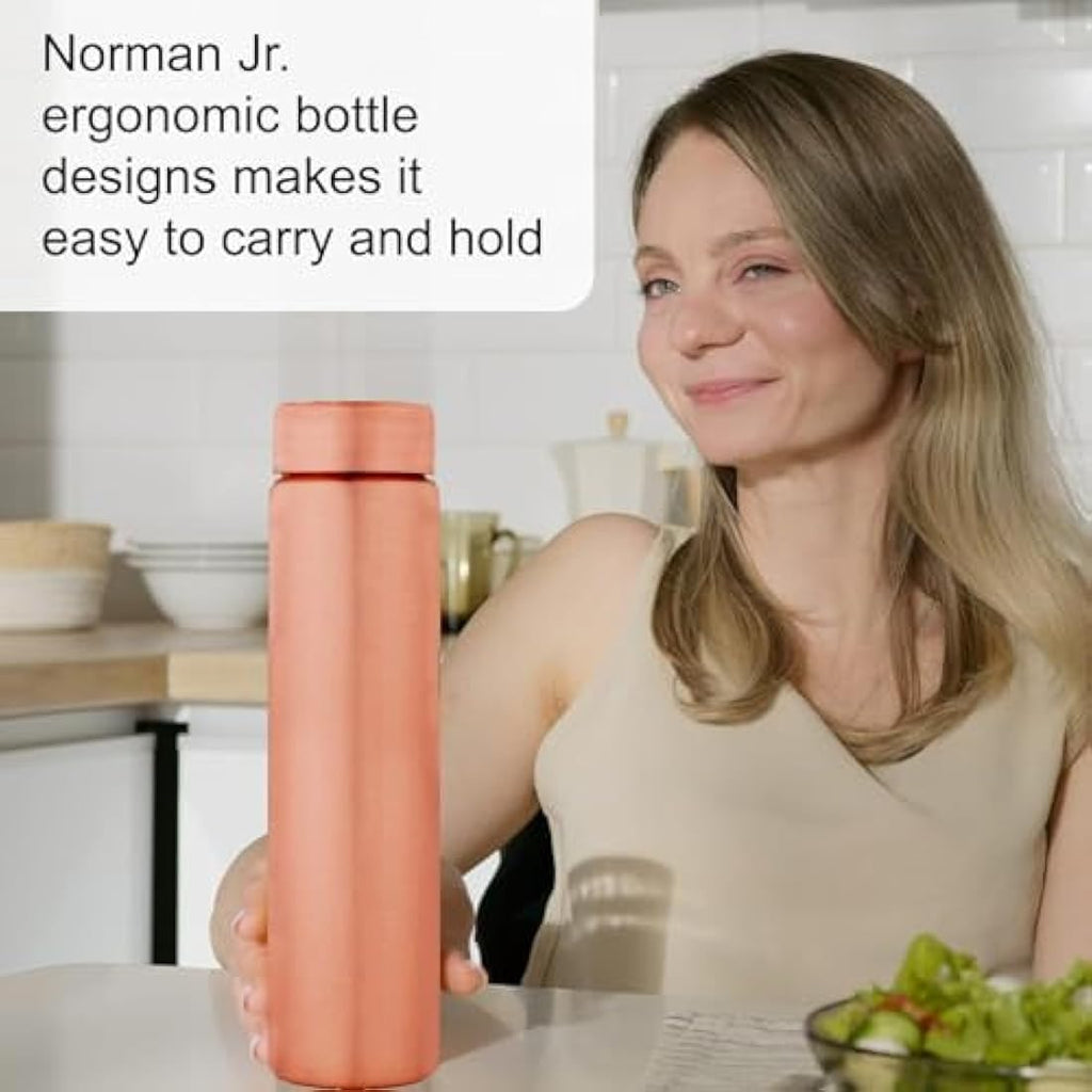 Pure Copper Water Bottle - 550ml Slim Ayurvedic Vessel (3 Pack)