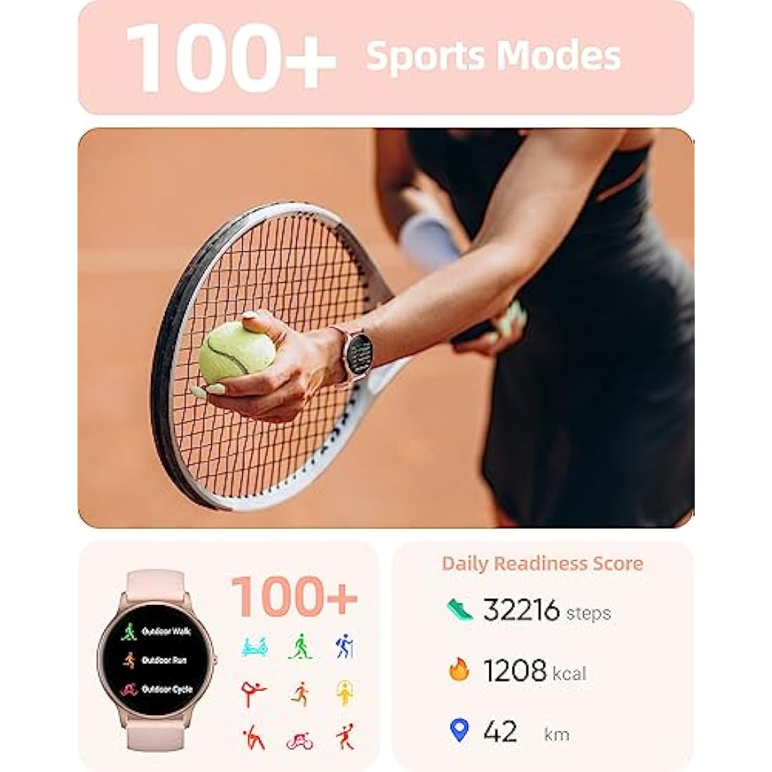 Parsonver Smart Watch for Women | Bluetooth Call & Fitness Tracker, Rose Gold