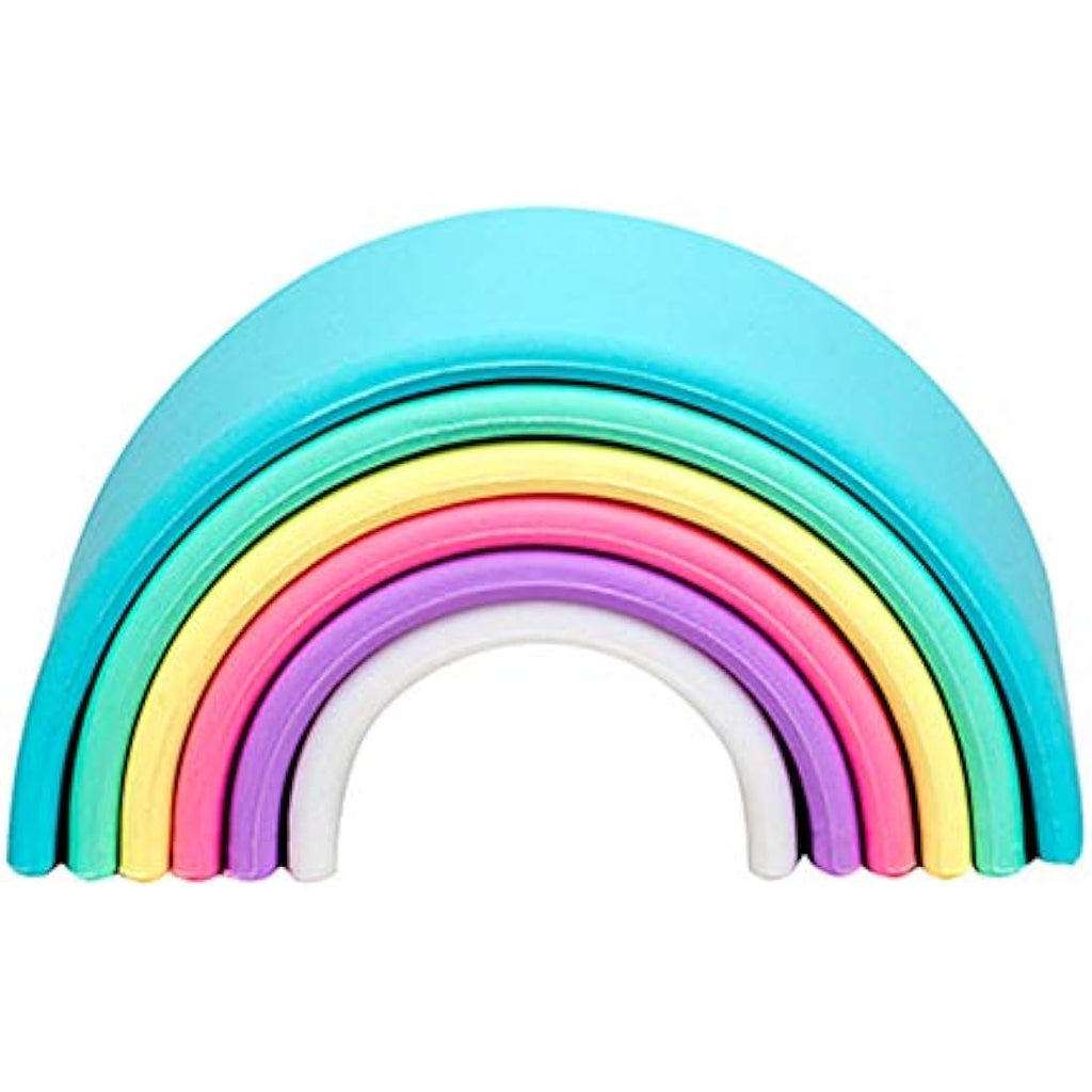 dëna Rainbow Silicone Toy – Pastel Open-Ended Stacking & Teething Toy