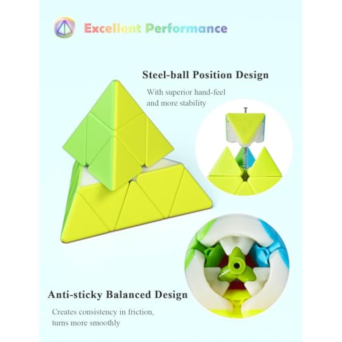 Roxenda Speed Cube Set | 2x2 3x3 Pyramid Stickerless Puzzle Cubes