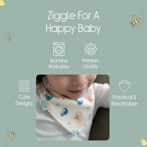 Ziggle Bandana Dribble Bibs – Cotton Front Baby Bibs for 0-24 Months