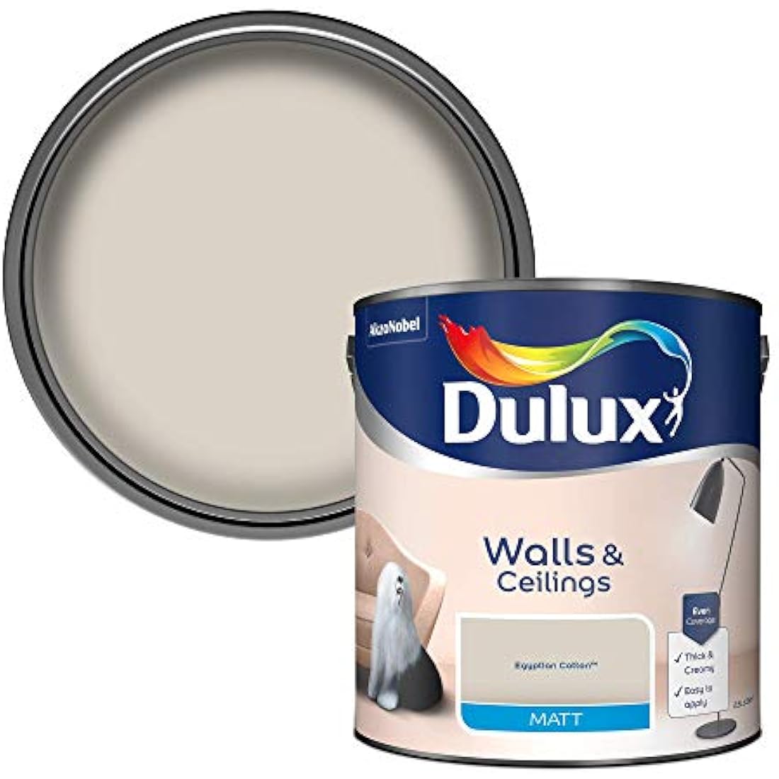 Dulux Matt Emulsion Wall & Ceiling Paint – Egyptian Cotton – 2.5L