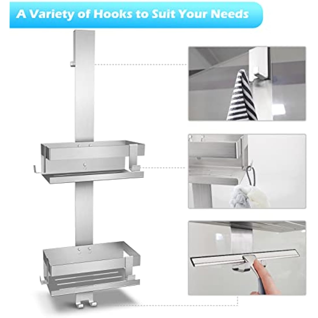 Hanging Shower Caddy | SUS304 Stainless Steel Over Door Shelf