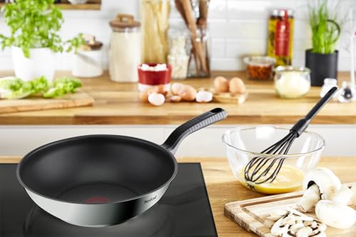 Tefal Comfort Max 28cm Stainless Steel Wok Pan | Non-Stick Induction