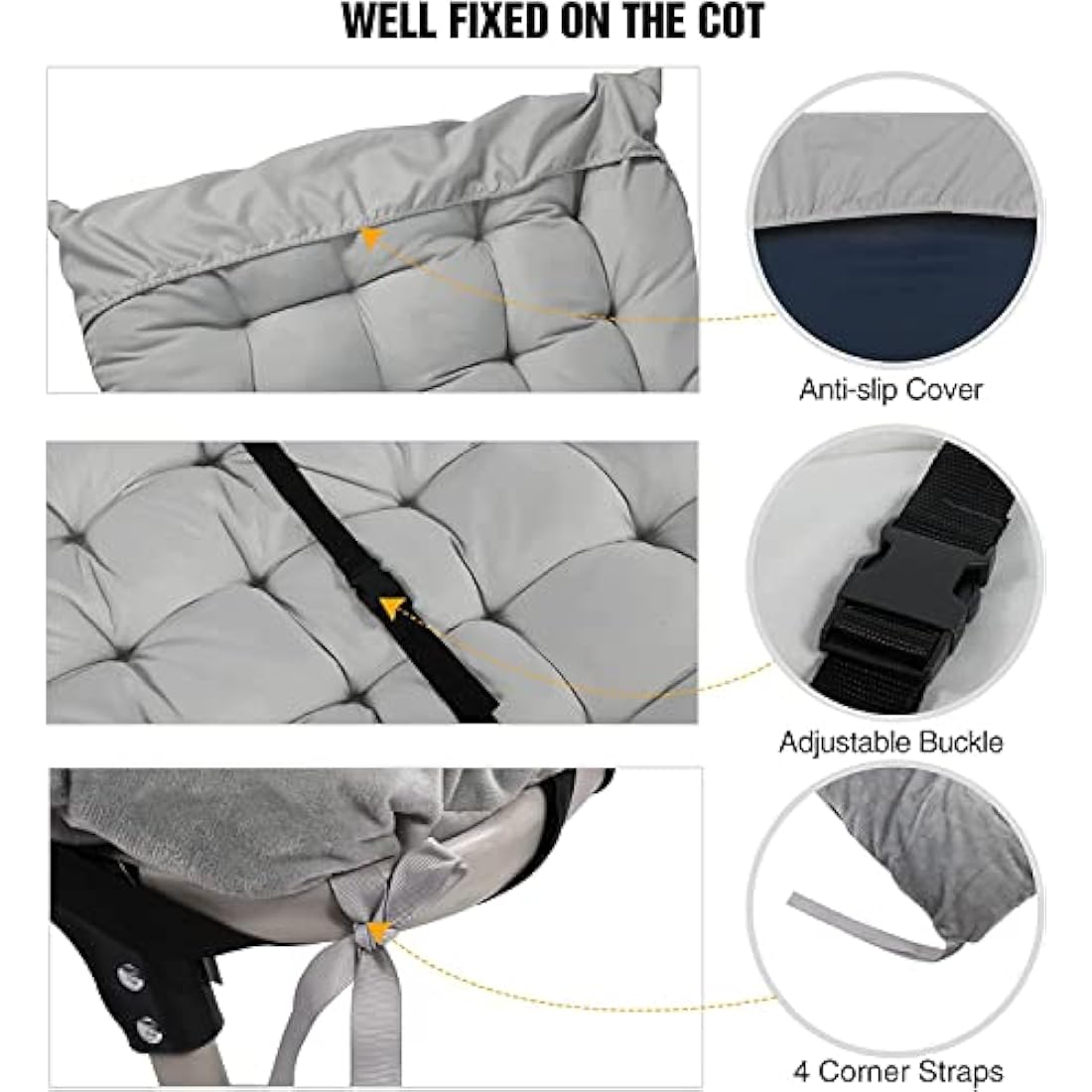 REDCAMP XL Camping Cot Pad – 75x28 Soft Cotton Folding Sleeping Mattress