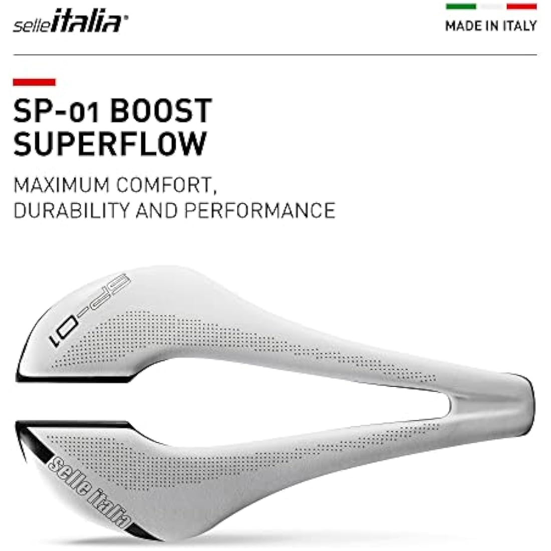 Selle Italia SP01 Boost Superflow Road Saddle - White Fibra-Tek L3