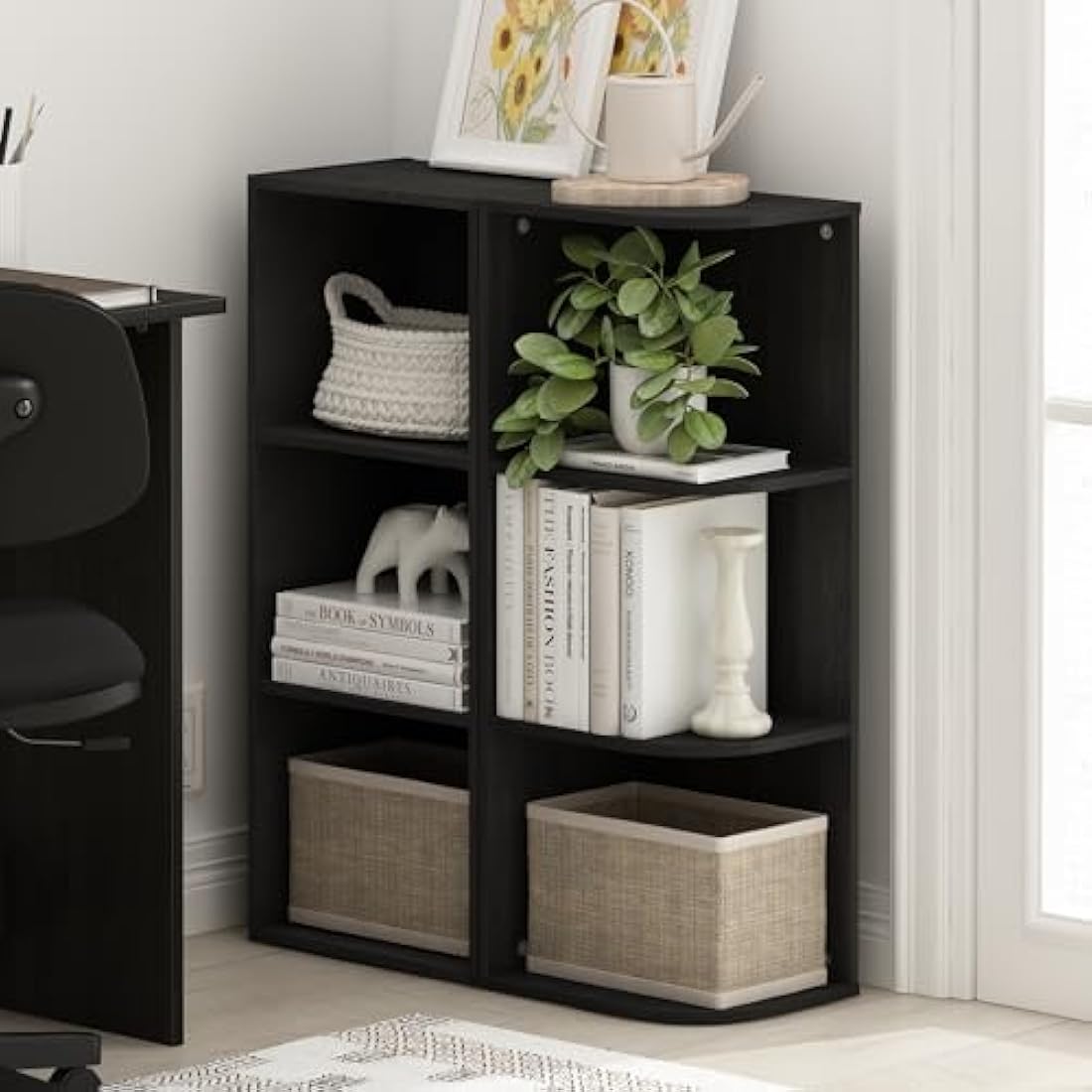 Furinno Luder 3-Tier Open Shelf Bookcase | Engineered Wood – Blackwood