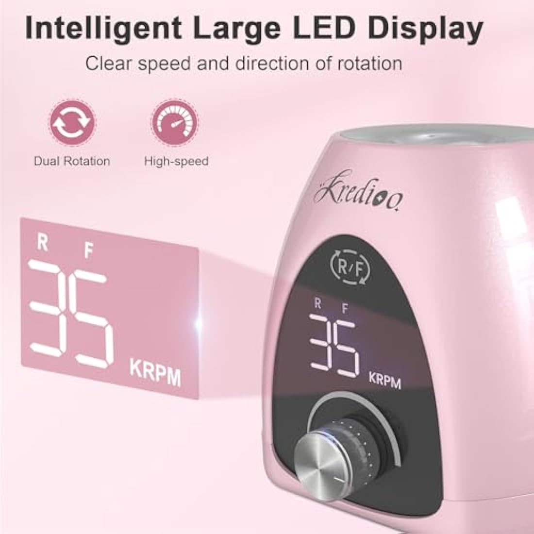Kredioo Professional Electric Nail Drill | 35000RPM E-File Kit - Rose Pink