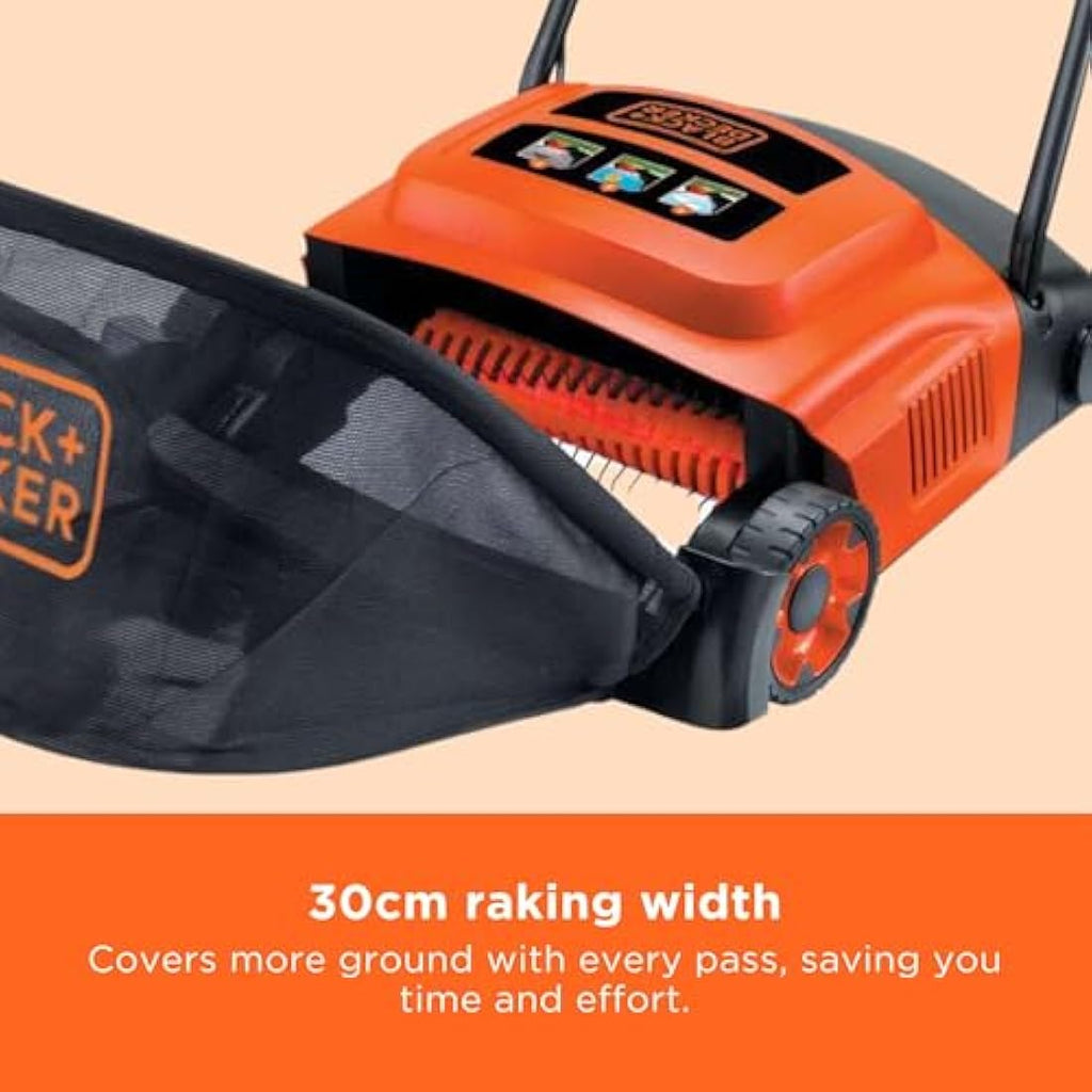 BLACK+DECKER 600W Electric Lawn Raker & Scarifier - 30cm Width