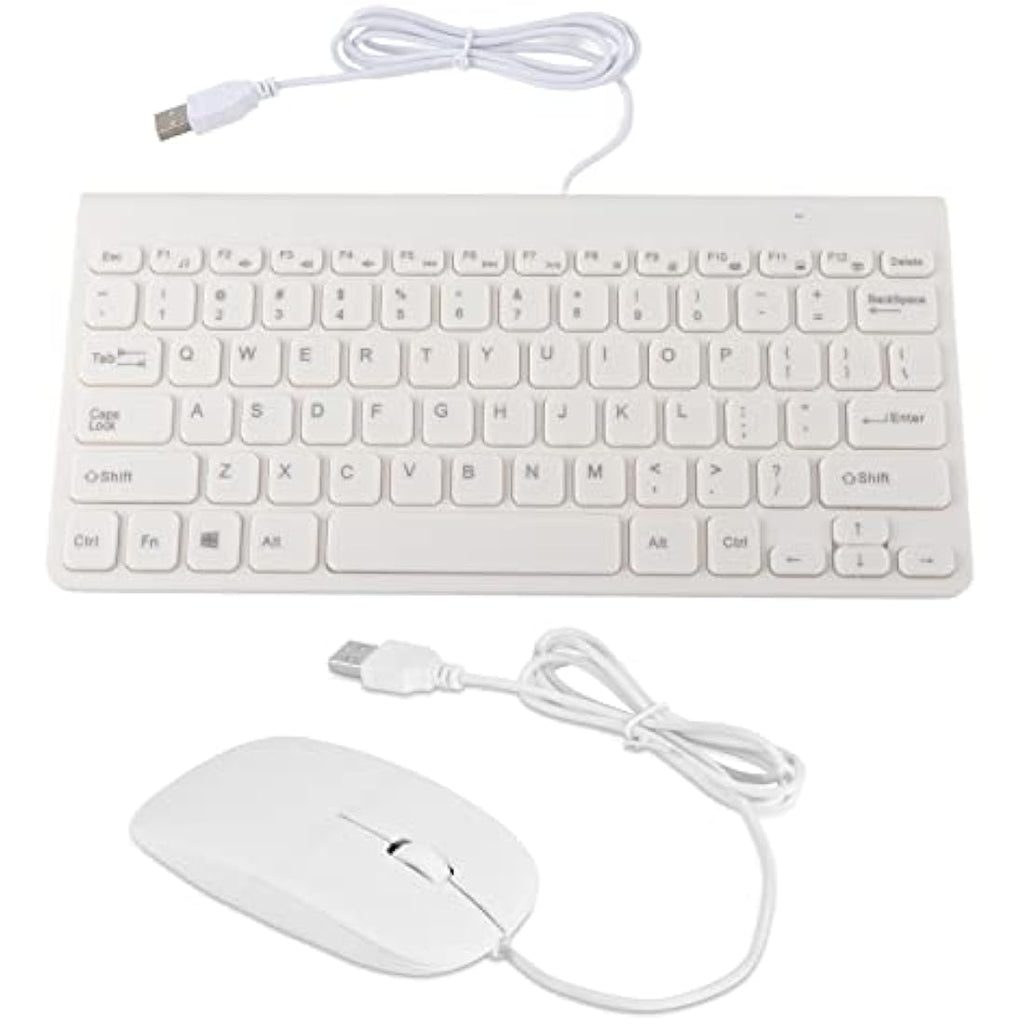Richer-R Ultra-Thin Wired Keyboard and Mouse Set | Compact USB Combo (White)