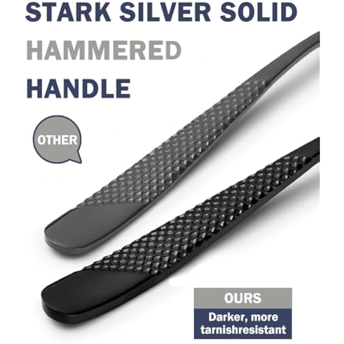 SHEUMNT 24-Piece Black Hammered Silverware Set | 18/10 Stainless Steel