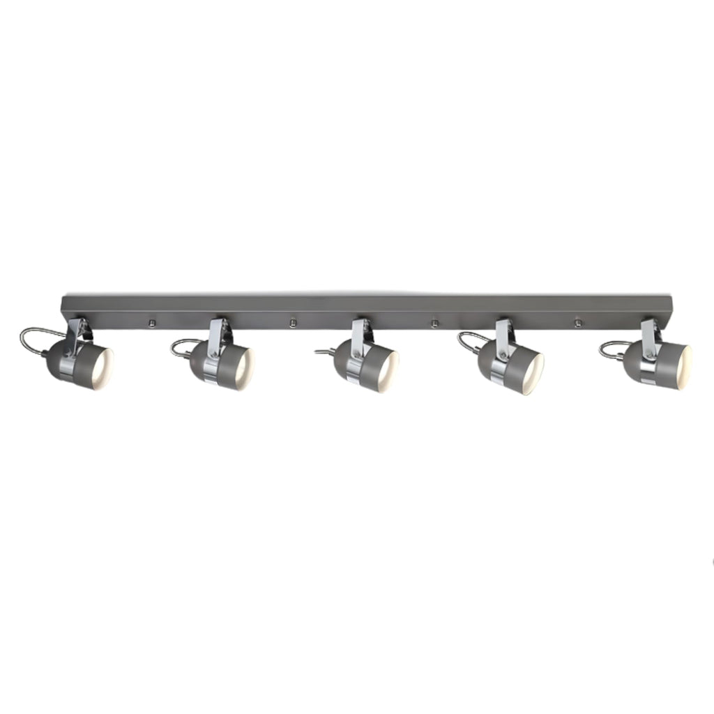 UKEW 5 Way Modern Ceiling Spotlight Bar | 90cm Adjustable GU10 - Grey