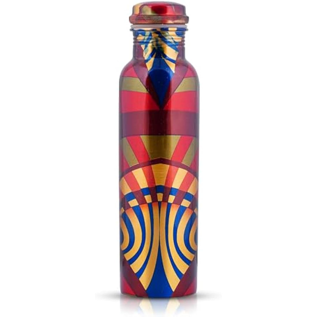 Craft Trade Printed Pure Copper Water Bottle - 1 Litre Leak Proof