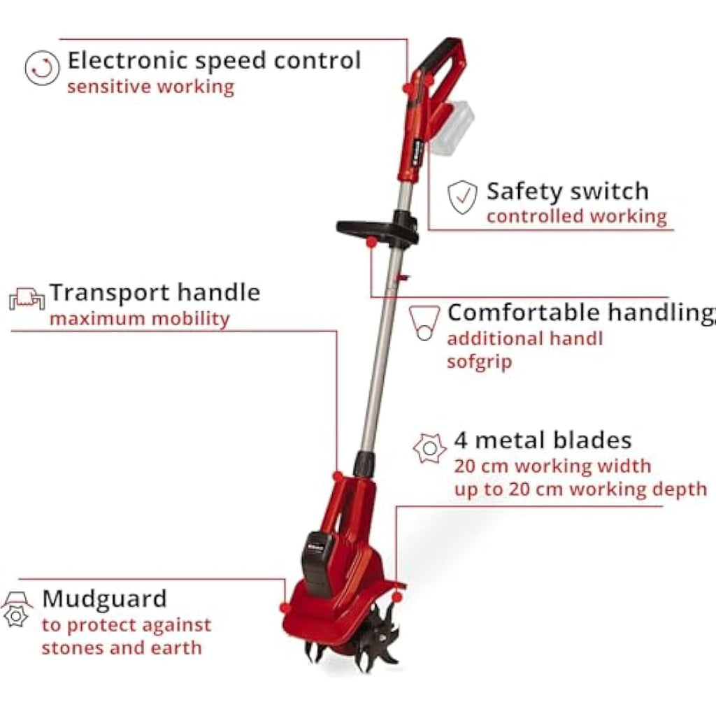 Einhell 18V Cordless Garden Rotavator – 20cm Soil Cultivator Tiller