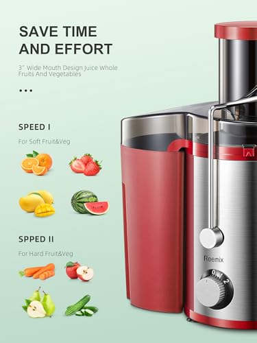 Reemix Centrifugal Juicer - 500W Wide Mouth Fruit & Vegetable Extractor