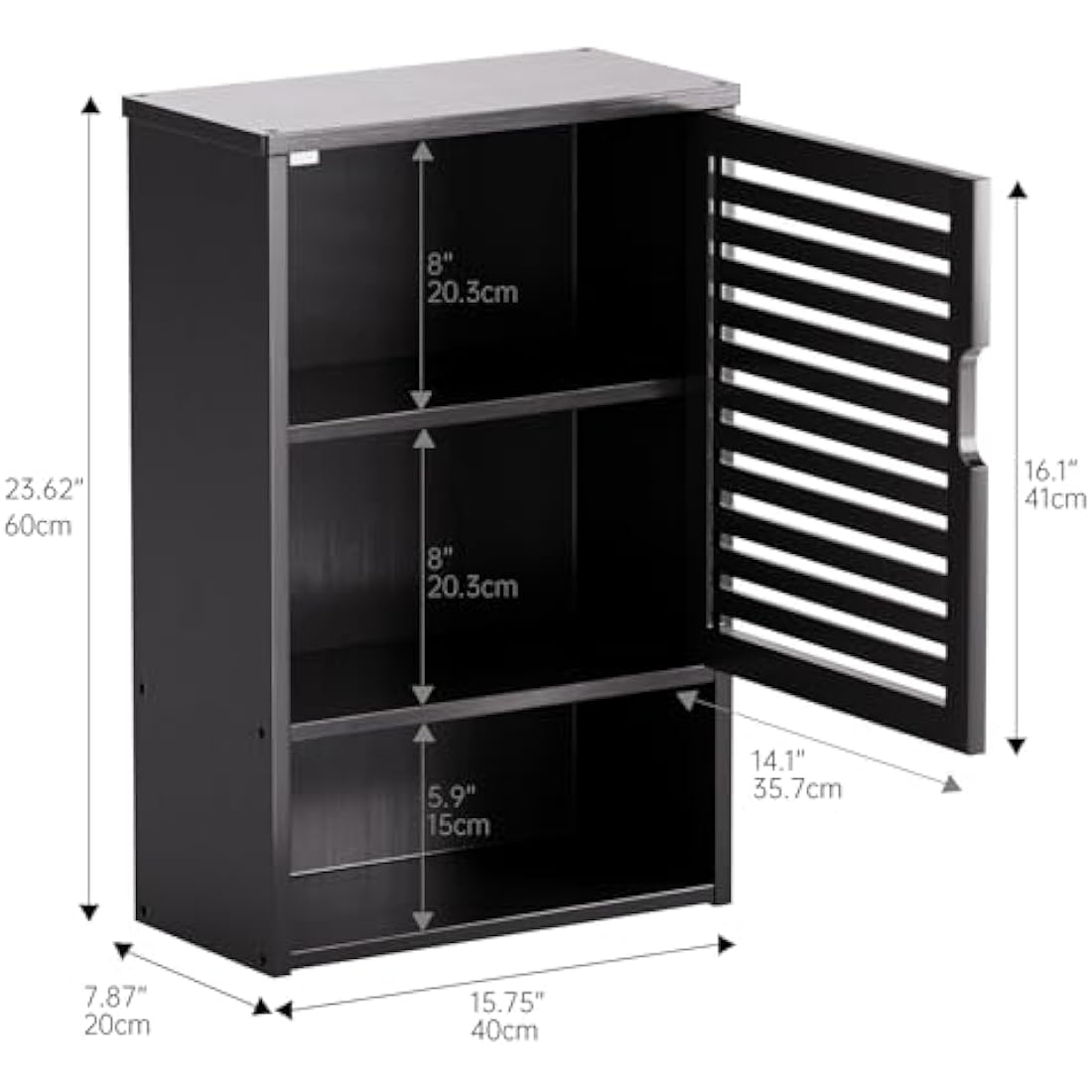 Jolof Store Black Bamboo Wall Mounted Bathroom Cabinet & Medicine Organizer