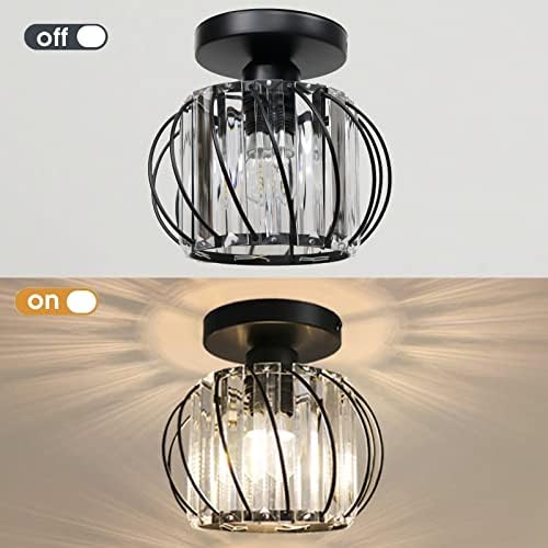Crystal Chandelier Flush Mount Ceiling Light, Black – 2 Pack