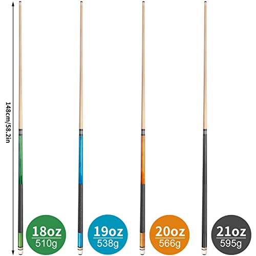 Aklot Pool Cue Set – 58 Inch Canadian Maple Wood Billiard Sticks, 4 Pack