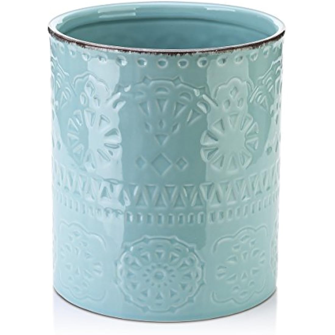 DOWAN Large Ceramic Utensil Holder – Farmhouse Kitchen Crock, Blue