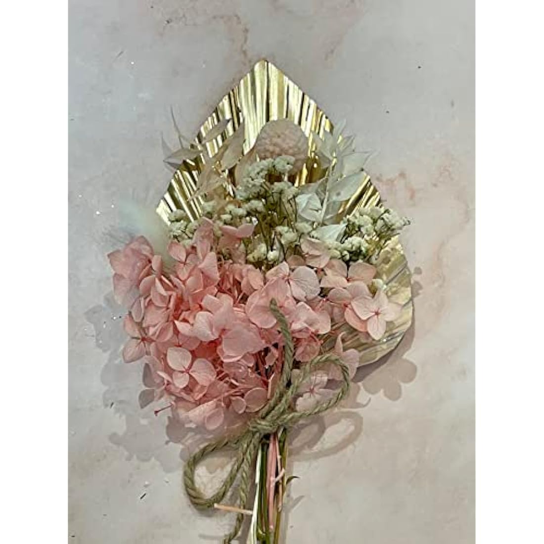 Dried Flower Cake Topper – Pink and Gold Palm Spear Bouquet by Jolof Store