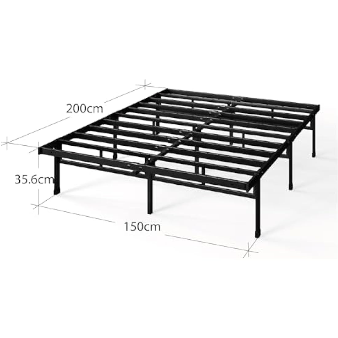 Zinus Justin King Metal Bed Frame – 36cm High Steel Slat Base, Black