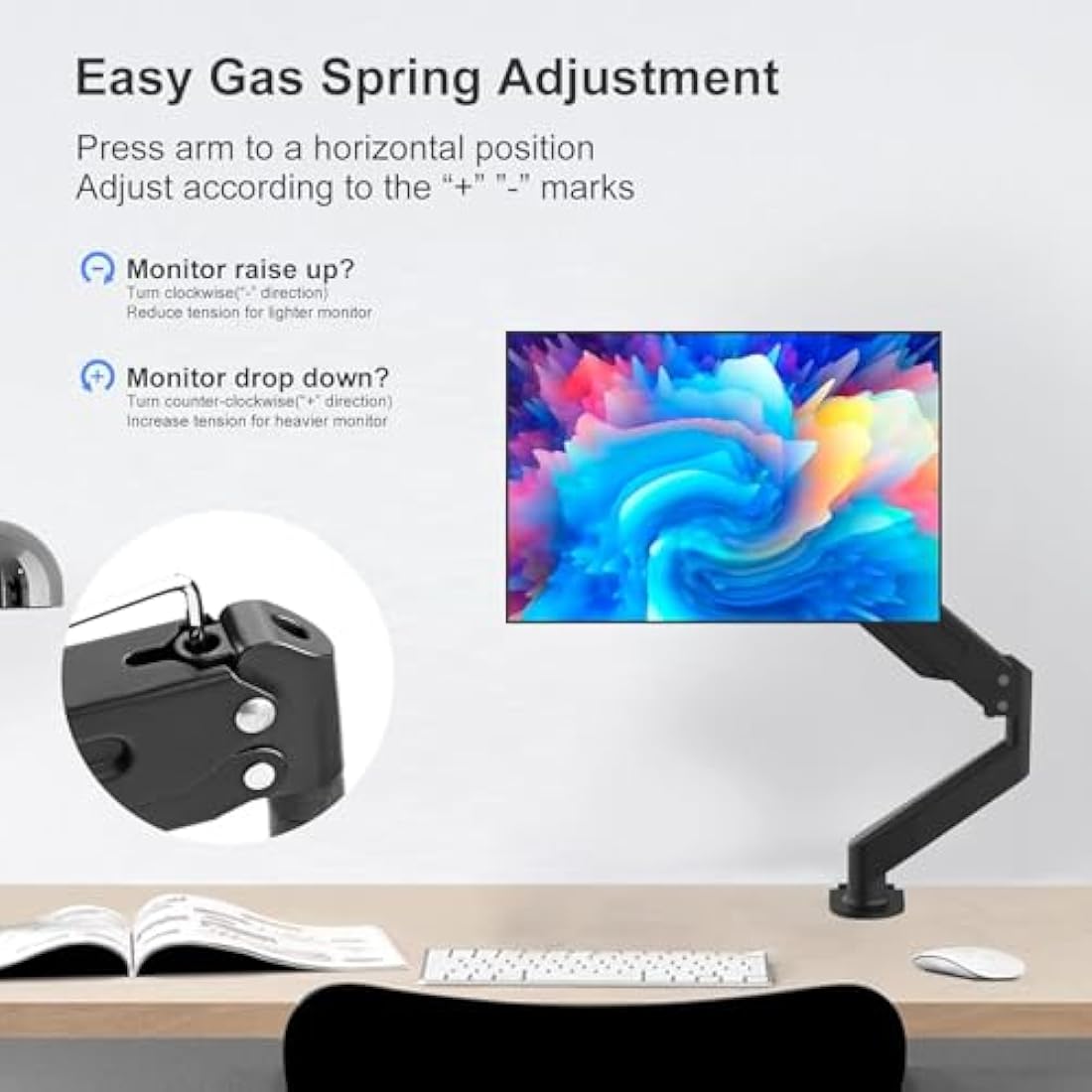 Suptek Single Monitor Arm Gas Spring Mount for 17-32 inch Screens