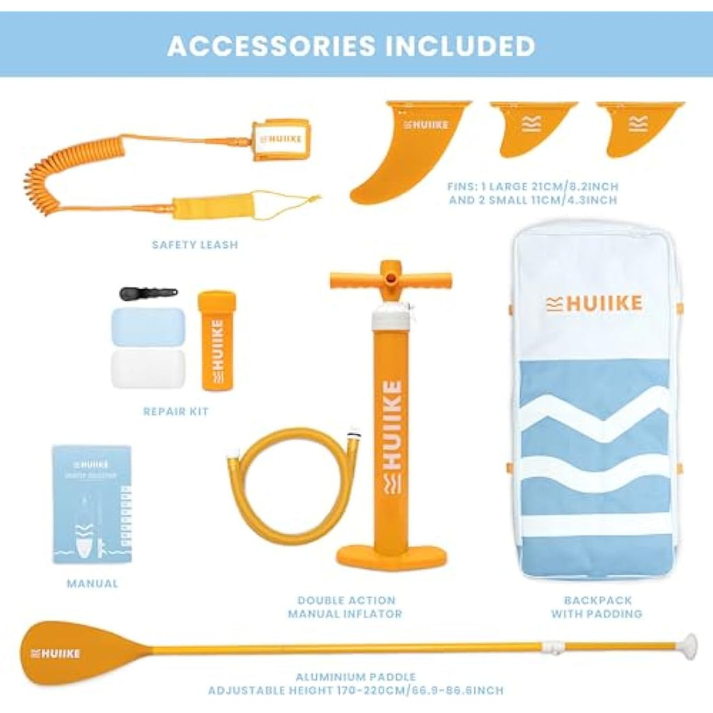HUIIKE Inflatable Stand Up Paddle Board - 10ft SUP with Accessories