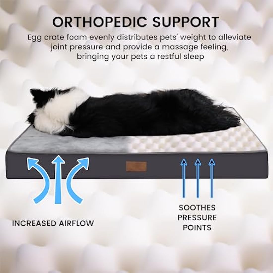 Jaspuriea Orthopedic Dog Bed – Waterproof Washable Crate Mattress, Grey