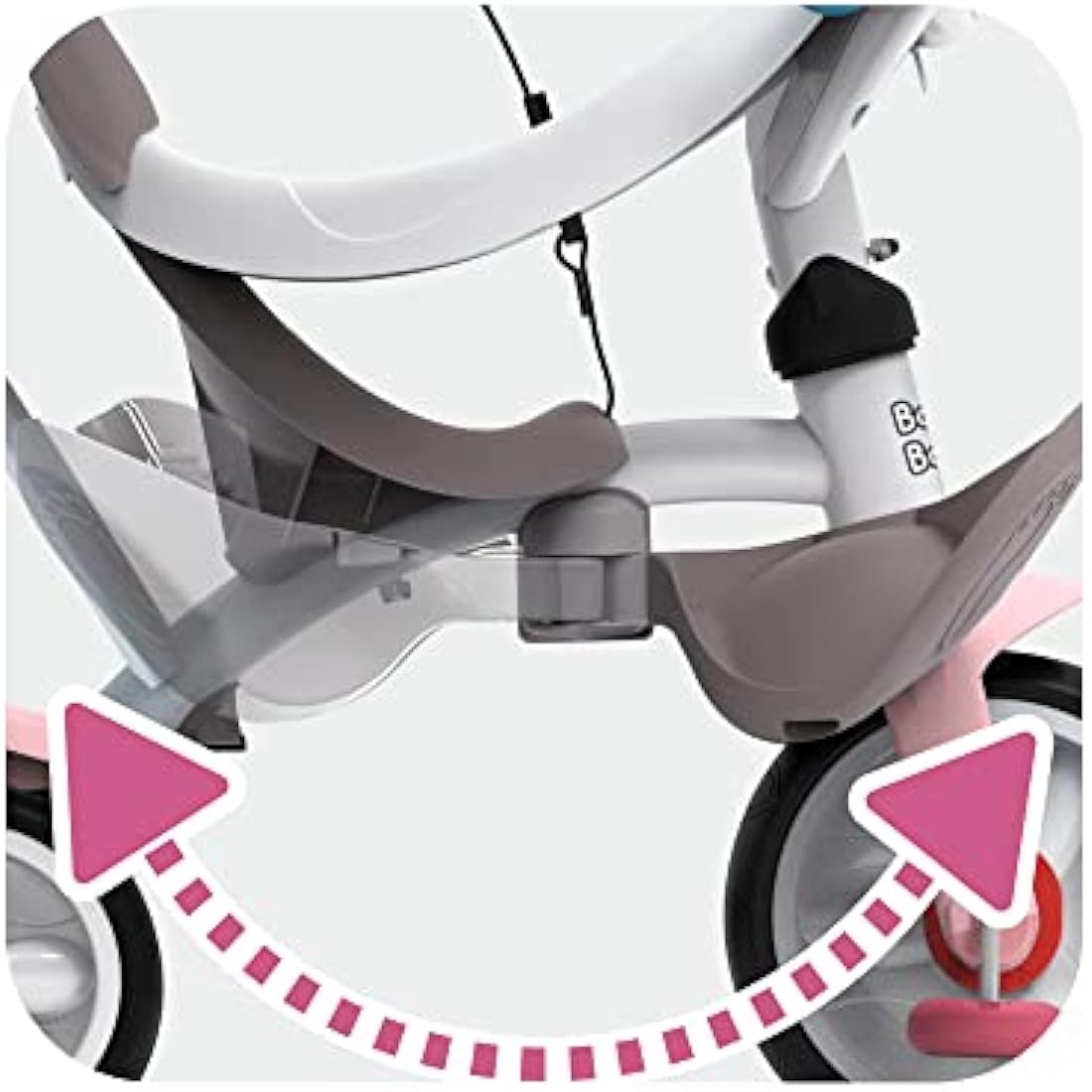 Smoby Baby Balade Pink Childrens Tricycle | 3-in-1 Pushchair Trike