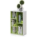 Furinno Luder 5-Cube Open Shelf - White/Green Engineered Wood Bookcase
