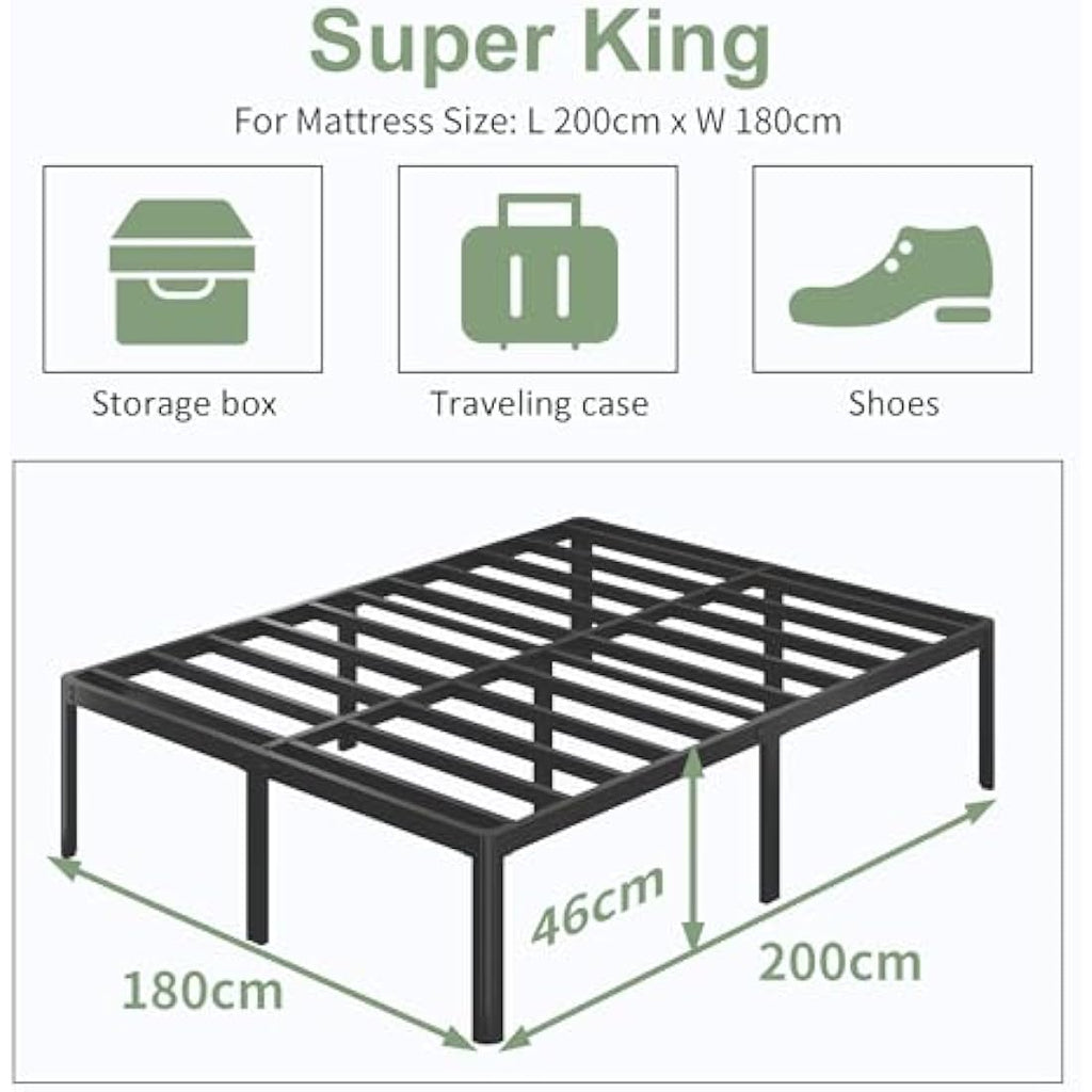 Jolof Store Super King Bed Frame – 6ft Heavy Duty Metal Platform Bed