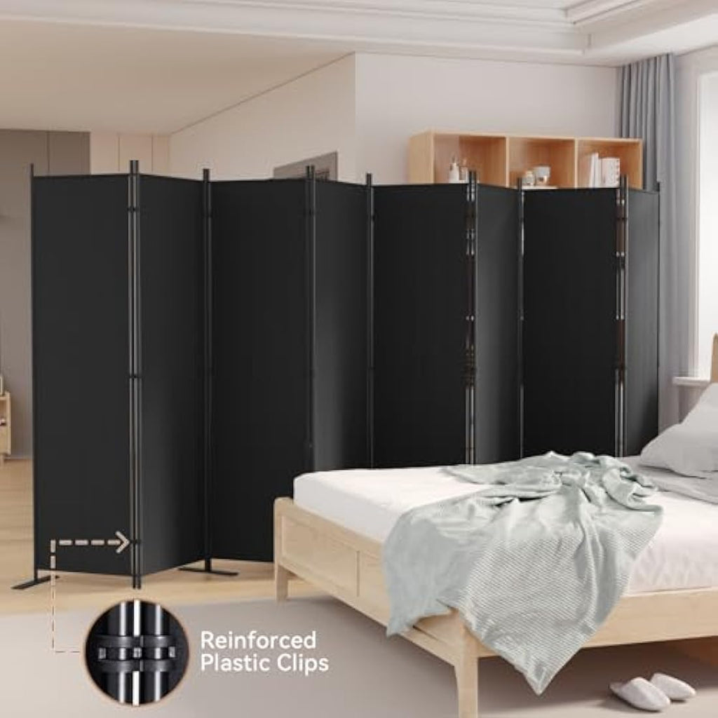 C-Hopetree 8-Panel Room Divider | 180cm Folding Privacy Screen - Black
