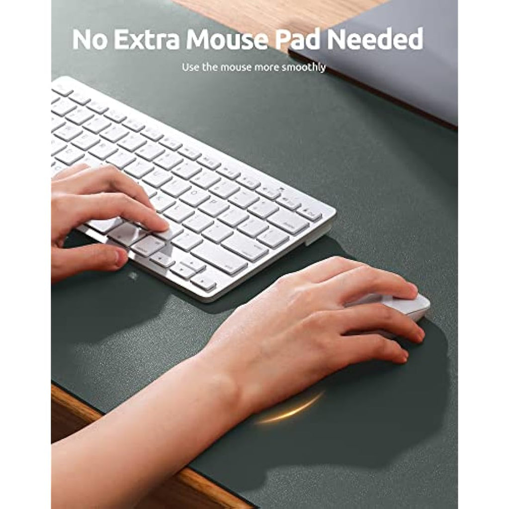 YSAGi Large Leather Desk Mat | Non-Slip PU Leather Mouse Pad, Dark Green