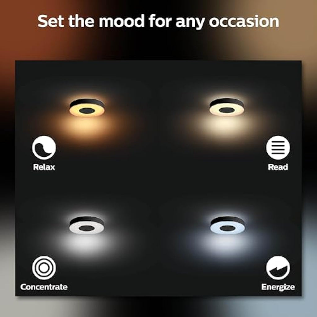 Philips Hue Xamento M Smart Ceiling Lamp - Black Bathroom Lighting