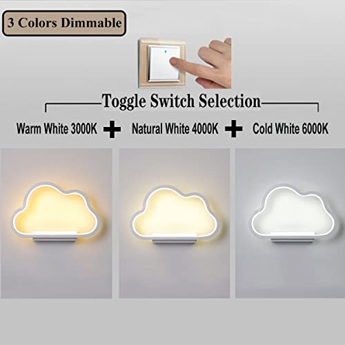 ZTWLEED Cloud LED Wall Light – 20W Dimmable 3-Color Indoor Sconce